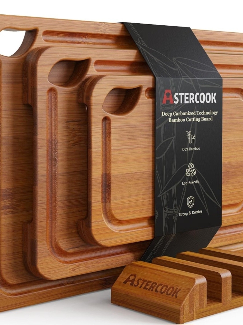 Bamboo Cutting Board Set in Natural Brown - 3-Piece